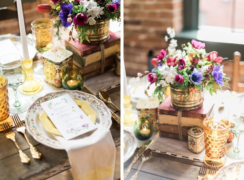 This jewel stone intimate reception styling would make the perfect sweetheart table for an elopement!