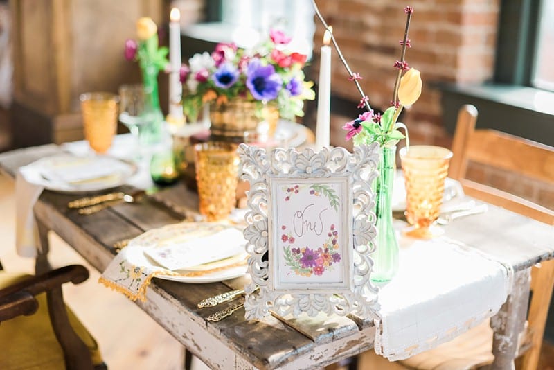 This jewel stone intimate reception styling would make the perfect sweetheart table for an elopement!