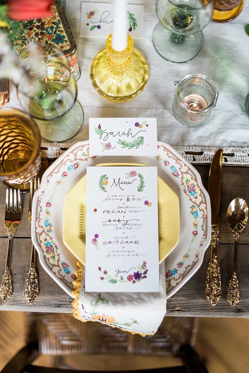 This jewel stone intimate reception styling would make the perfect sweetheart table for an elopement!