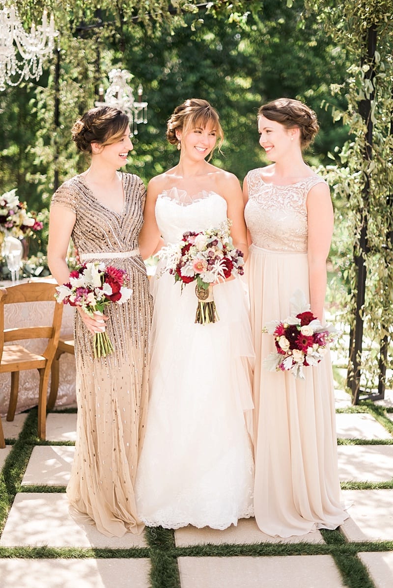 champagne sequin bridesmaid gowns