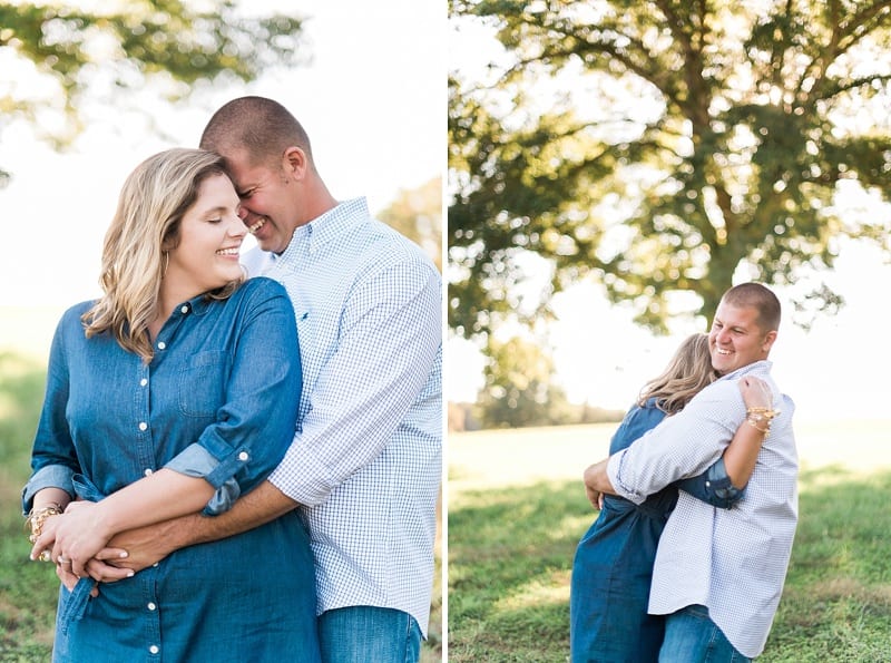 jean dress with plaid shirt for engagement pictures