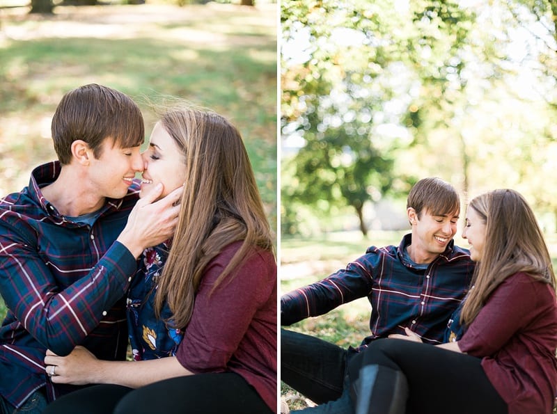 central park fall engagement photo