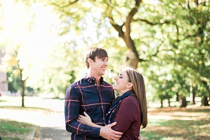 Central Park trees make the best backdrop for this engagement photo