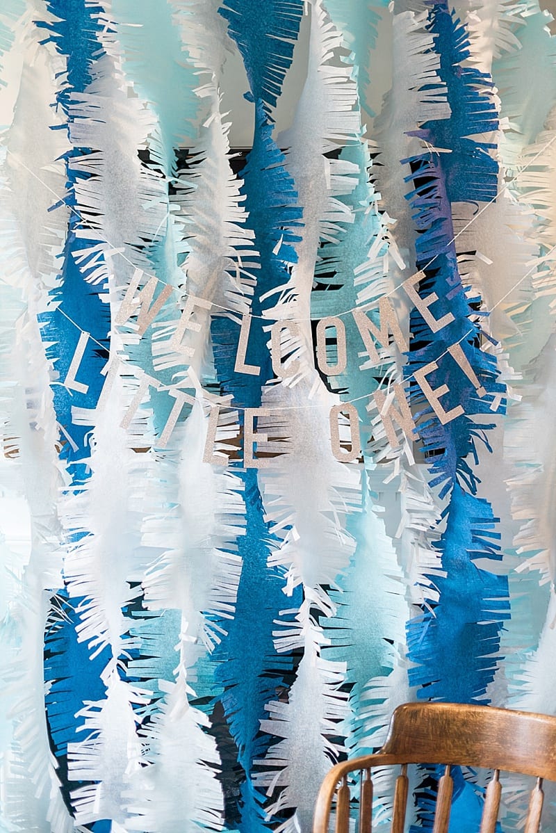 whale themed baby shower streamers and banner photo