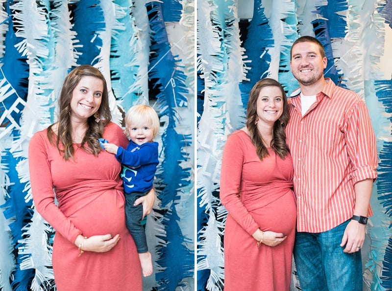 whale themed baby shower mom and dad to be photo