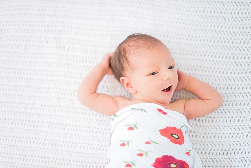 raleigh nc newborn in floral swaddle photo