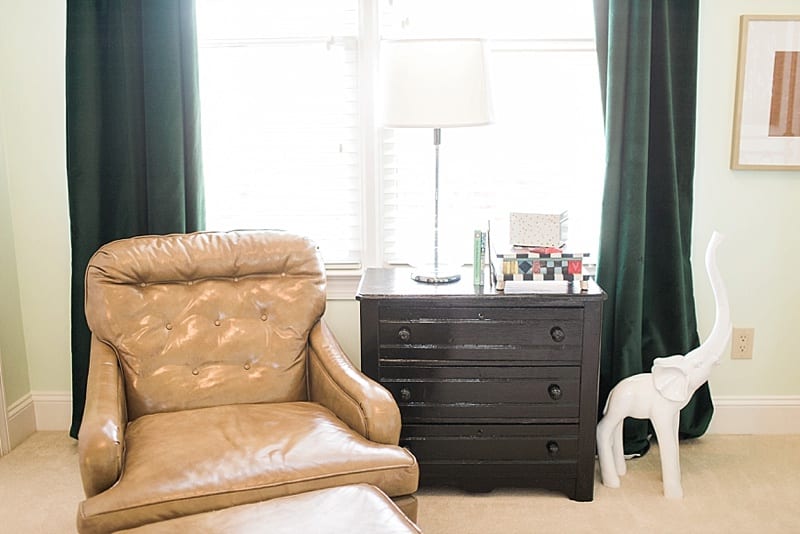 raleigh nc nursery with vintage leather chair photo