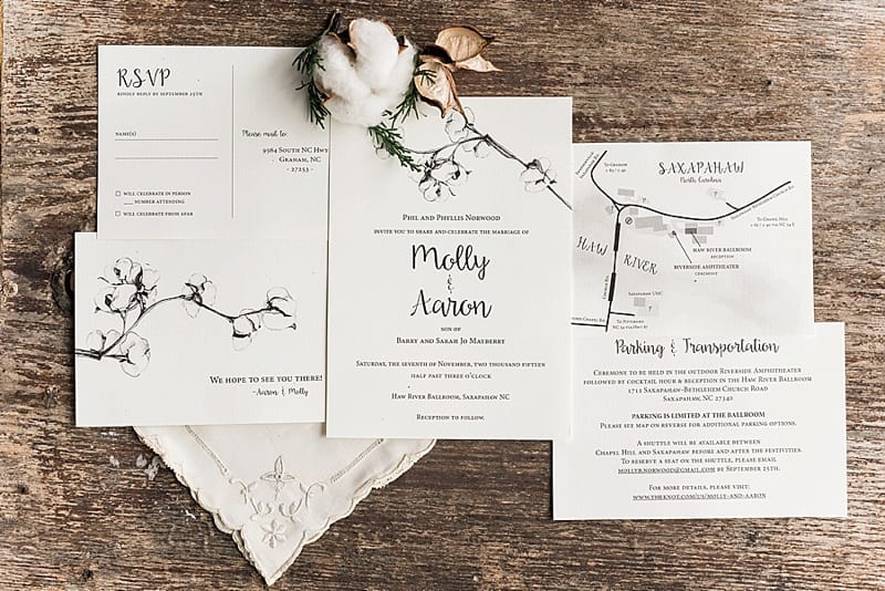 rustic styled cotton wedding invitation photo