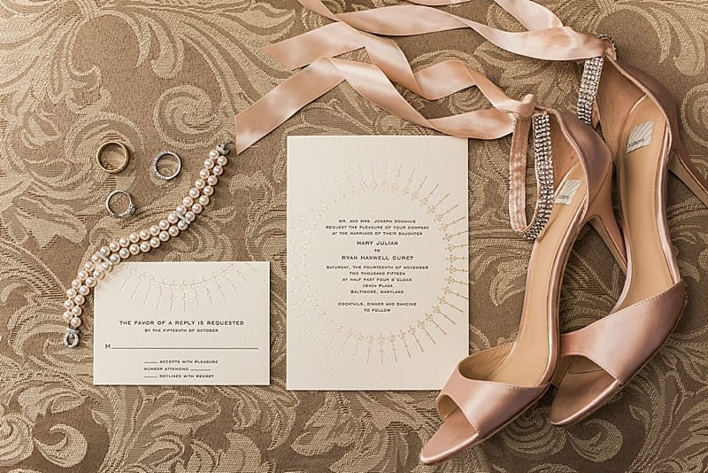 champagne wedding invitation suite photo