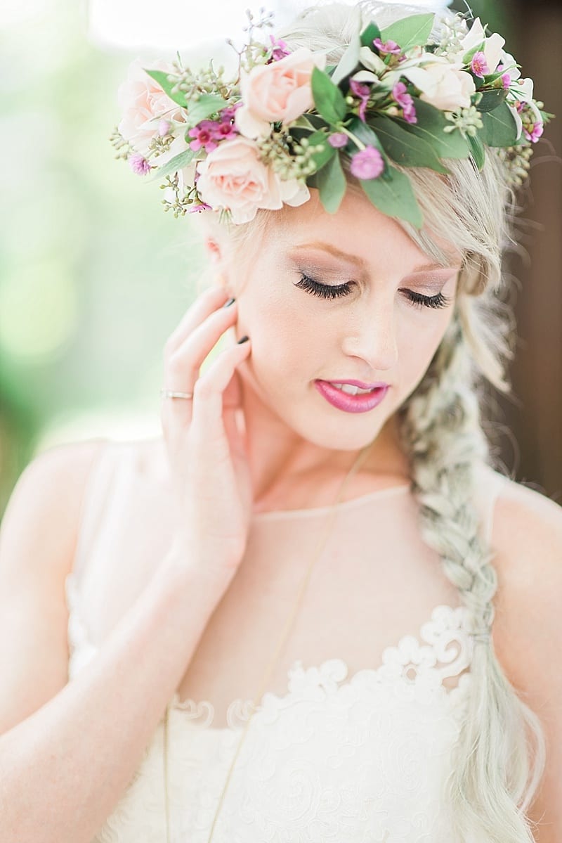 bride in flower crown photo