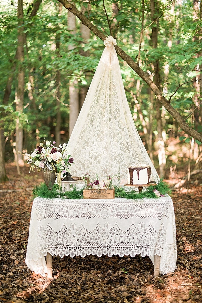 nc elopement sweetheart table in the wood photo