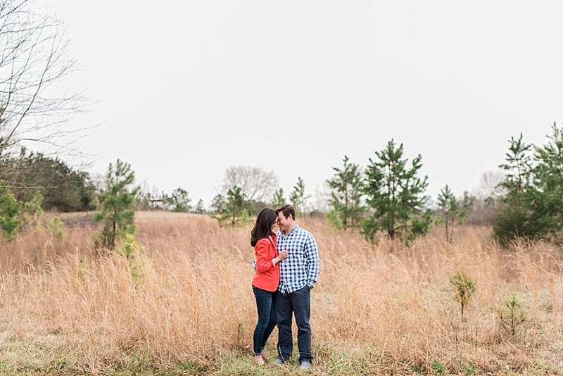 raleigh nc couple in a field photo