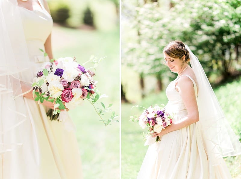 white and purple bridal bouquet photo