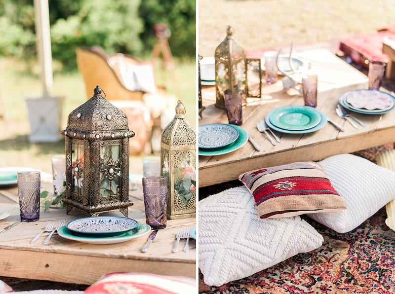 pillows as seating for boho party photo