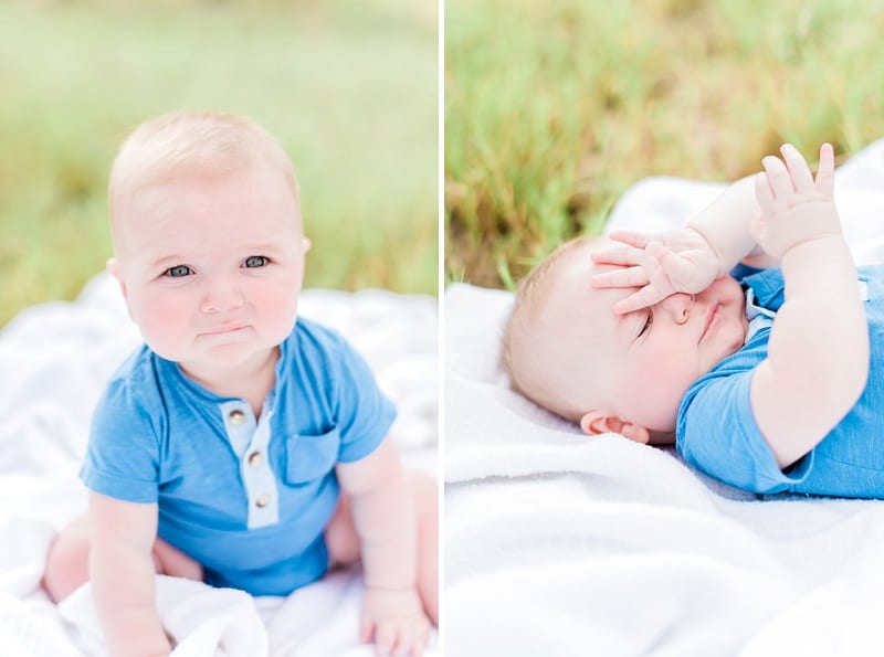 six month old boy with blue eyes photo