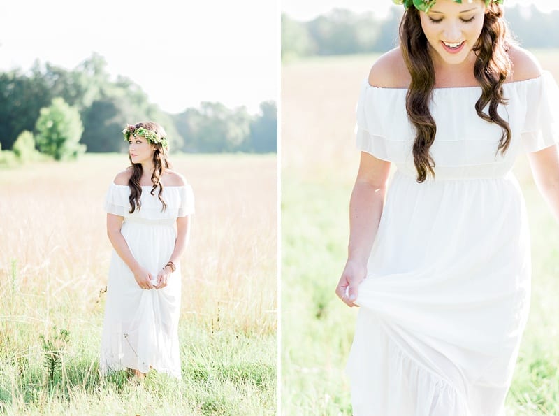 white flowing dress for engagement session photo