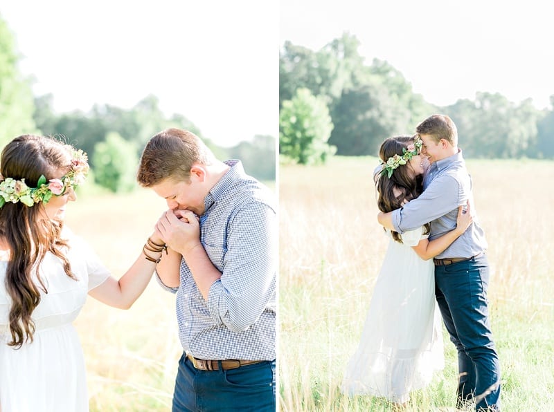 nc boho engagement in a field photo