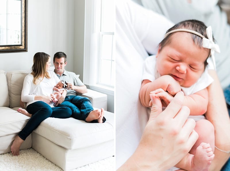 raleigh nc mom and dad holding baby fingers lifestyle photo