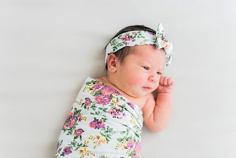raleigh nc newborn wrapped in floral swaddle photo