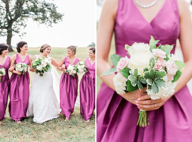 summerfield farms bridesmaids in long purple gowns photo