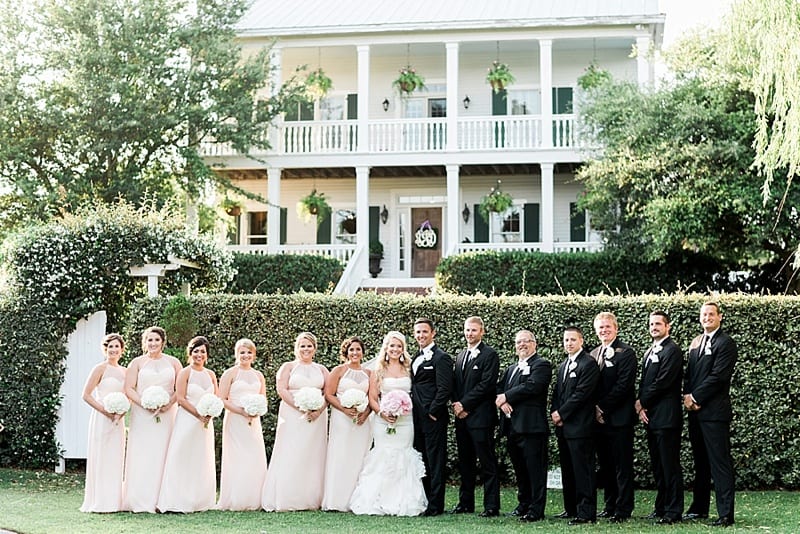 watson house and gardens emerald isle nc wedding party photo