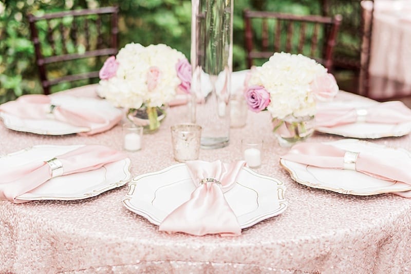 pink and white reception details photo