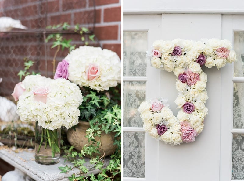 monogram rose wreath wedding photo