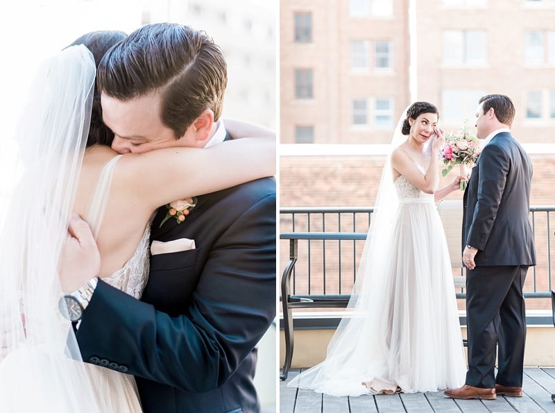 emotional moments between a bride and groom just after their ceremony photo