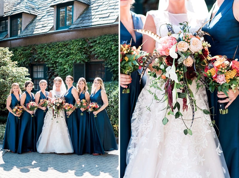 bfcc bridesmaids in long navy gown photo