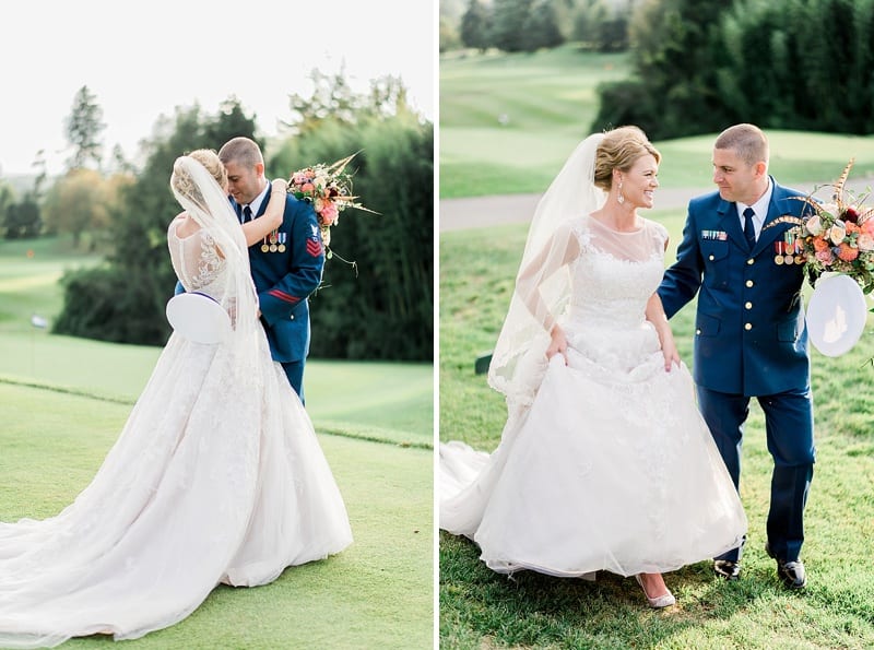 biltmore forest country club walking on the golf course wedding photo
