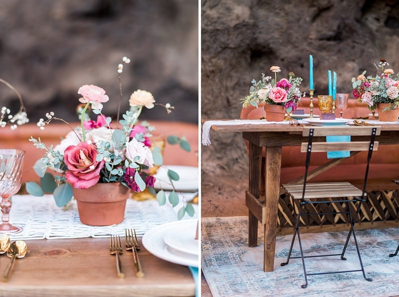 Phoenix intimate desert wedding flower centerpiece photo
