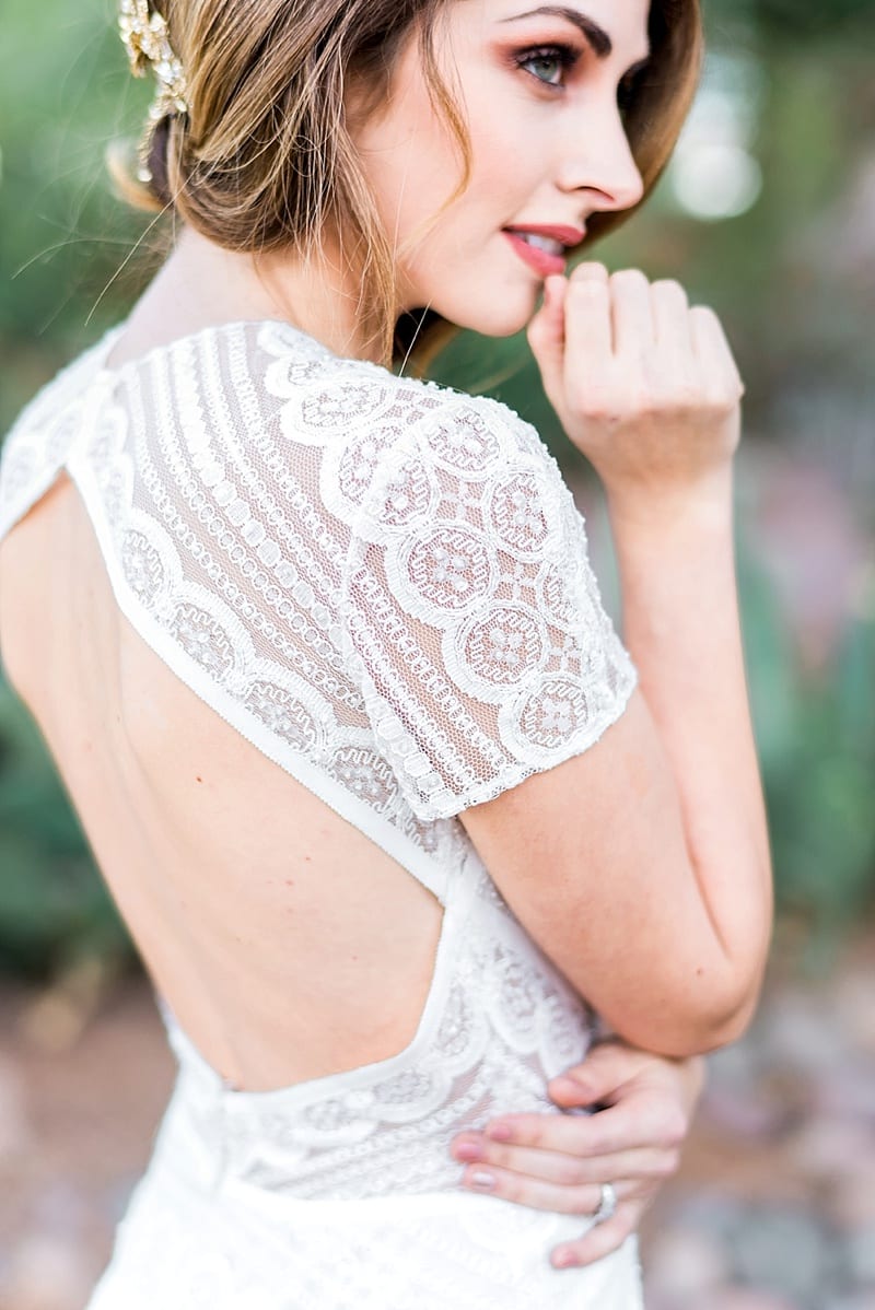 bhldn capped sleeve lace wedding gown photo