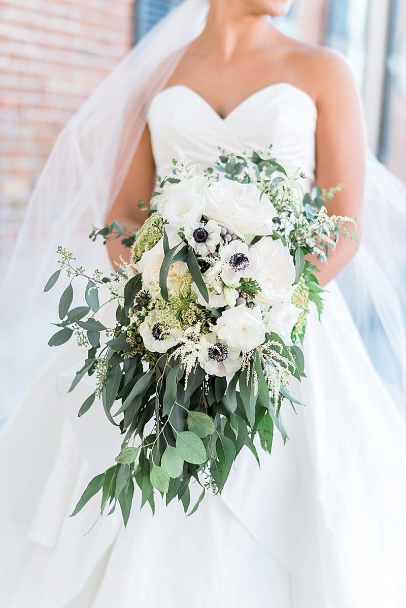 eco chic florist cascading bridal bouquet photo