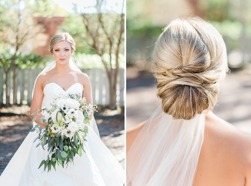 Wilmington bridal hair and dress detail photo