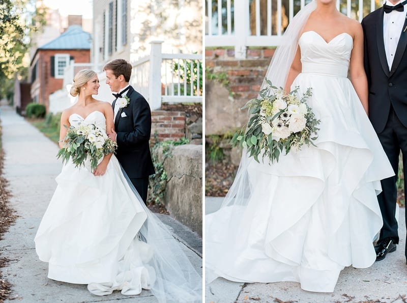 Wilmington strapless bridal gown with cascading bouquet photo