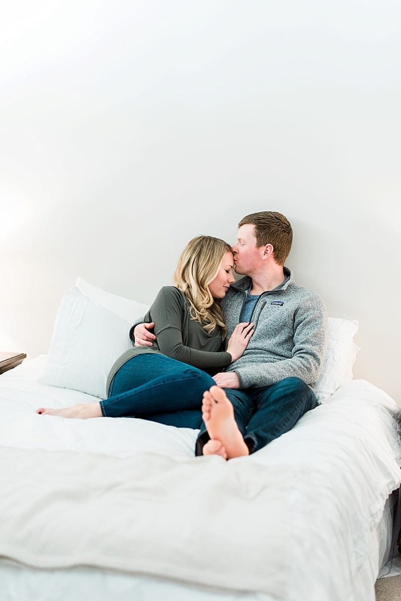 raleigh lifestyle engagement on the bed photo