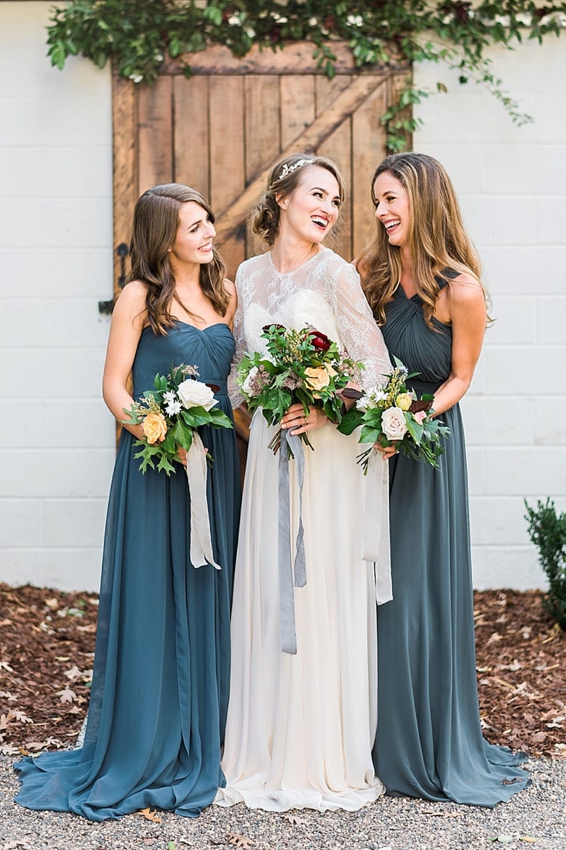 Tre bella bridesmaids blue gowns photo