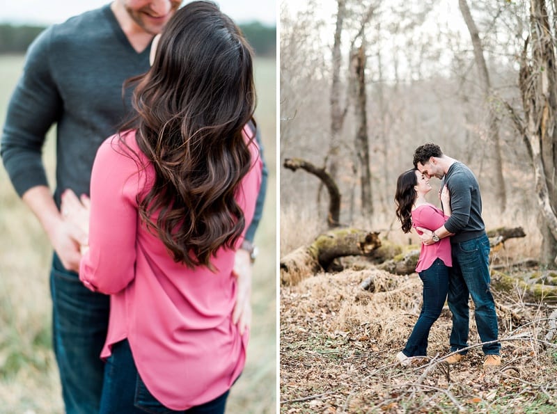 raleigh curls from behind engagement photo