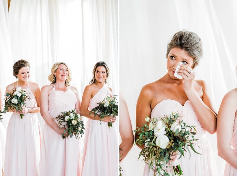 cotton room wedding bridesmaid crying during ceremony photo