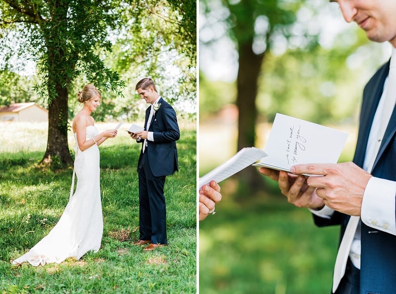 raleigh, nc bride and groom reading letters photo
