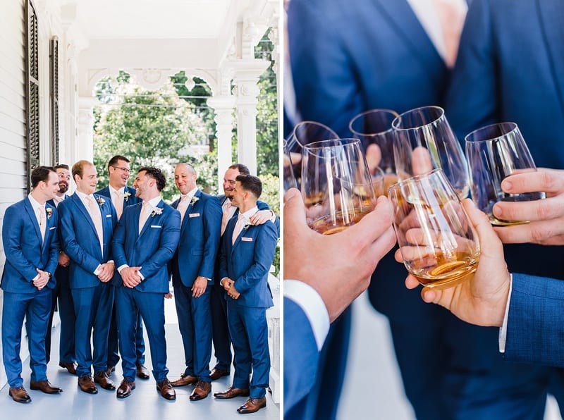 groom and groomsmen toasting photo