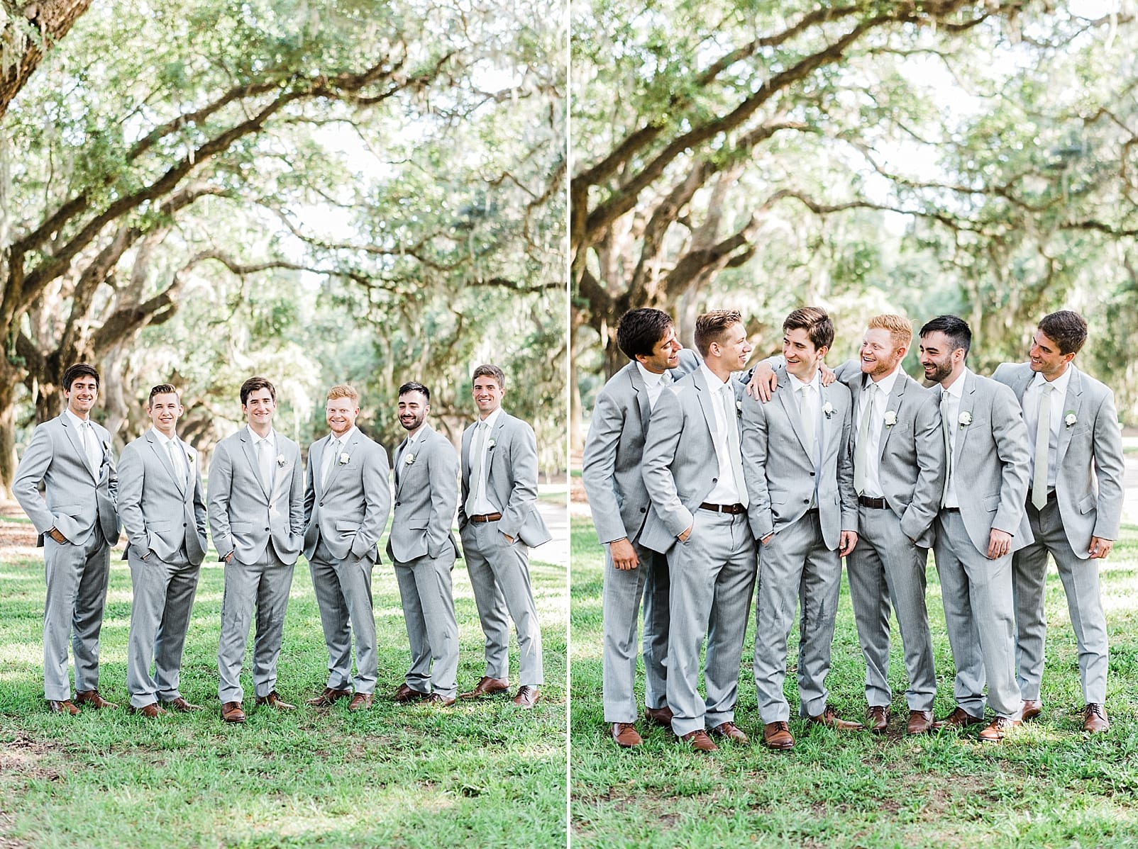 south carolina wedding photographer groomsmen in grey suits photo