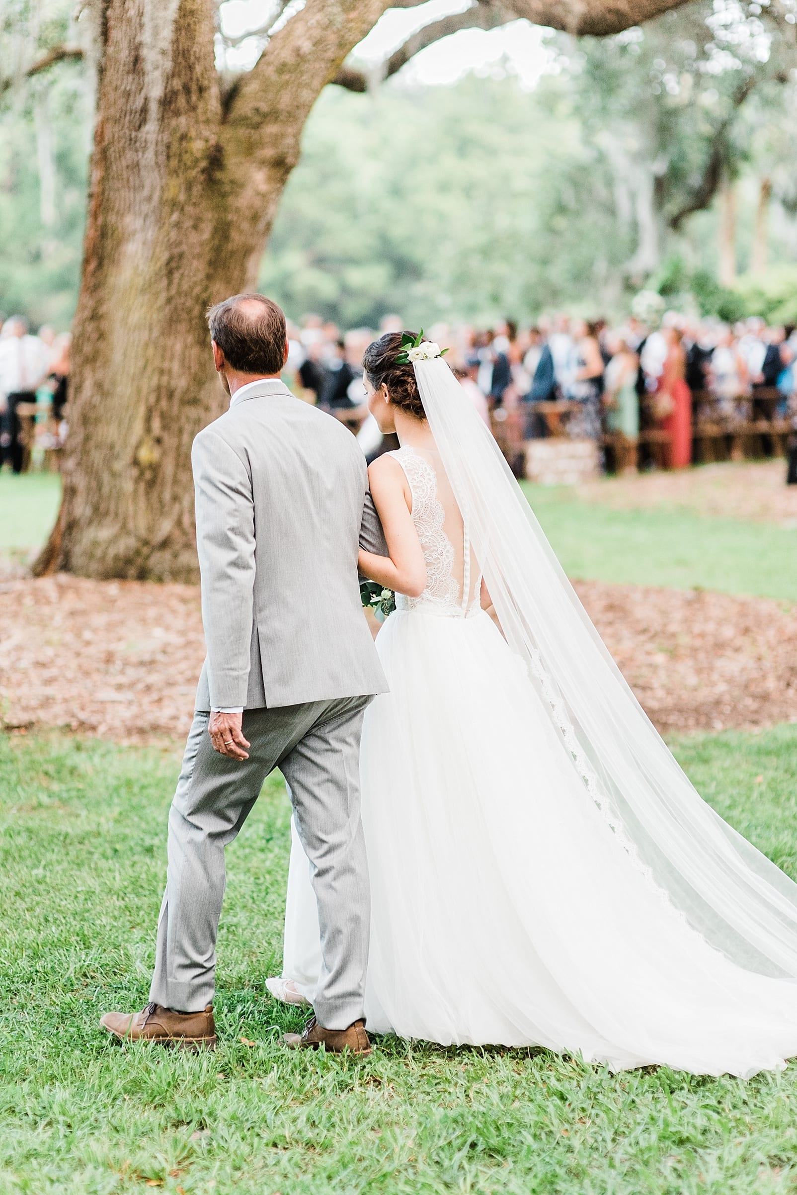 boone hall plantation wedding ceremony father walking daughter down aisle photo