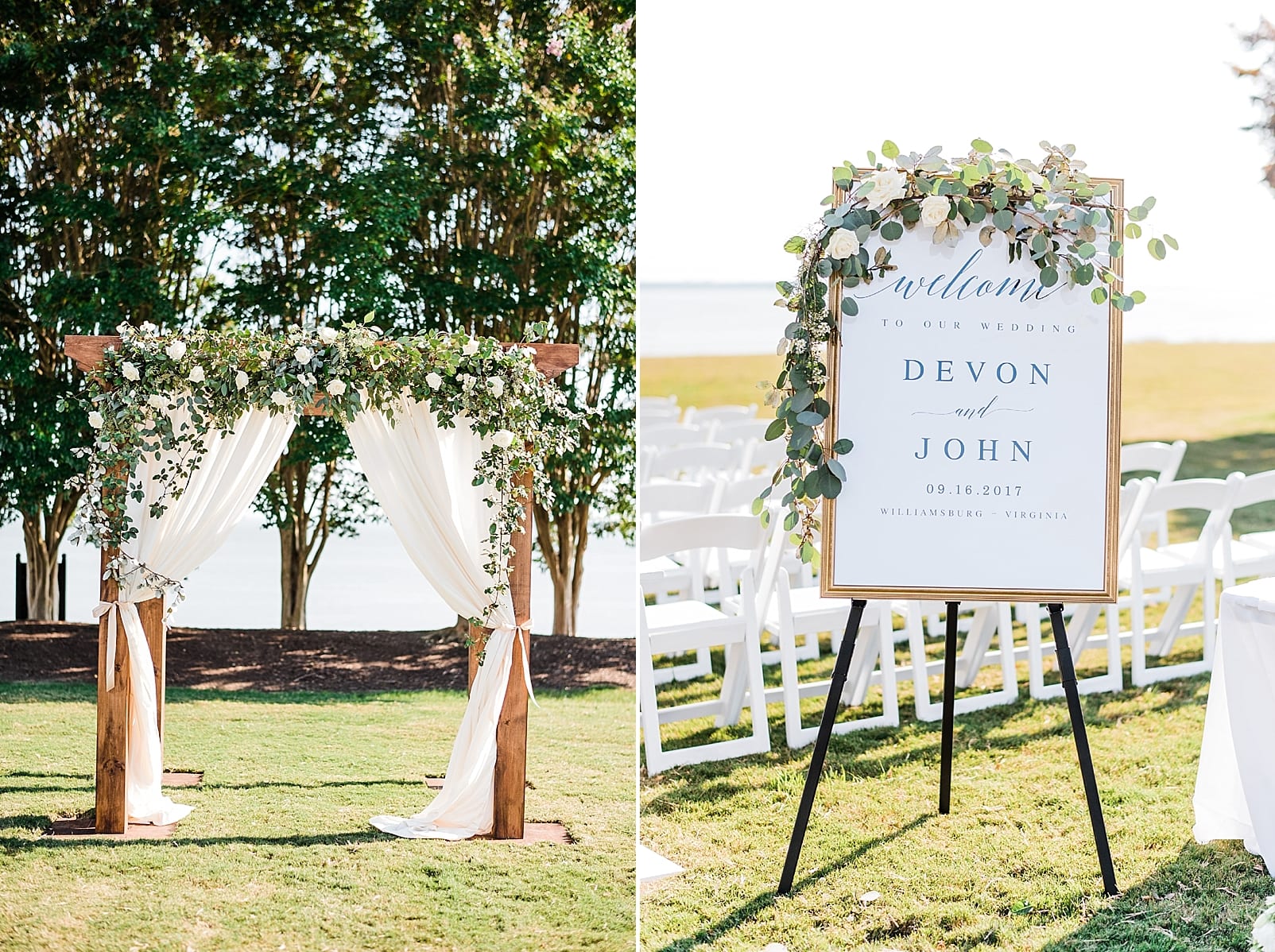 kingsmill resort wedding ceremony welcome sign inspiration ceremony site photo