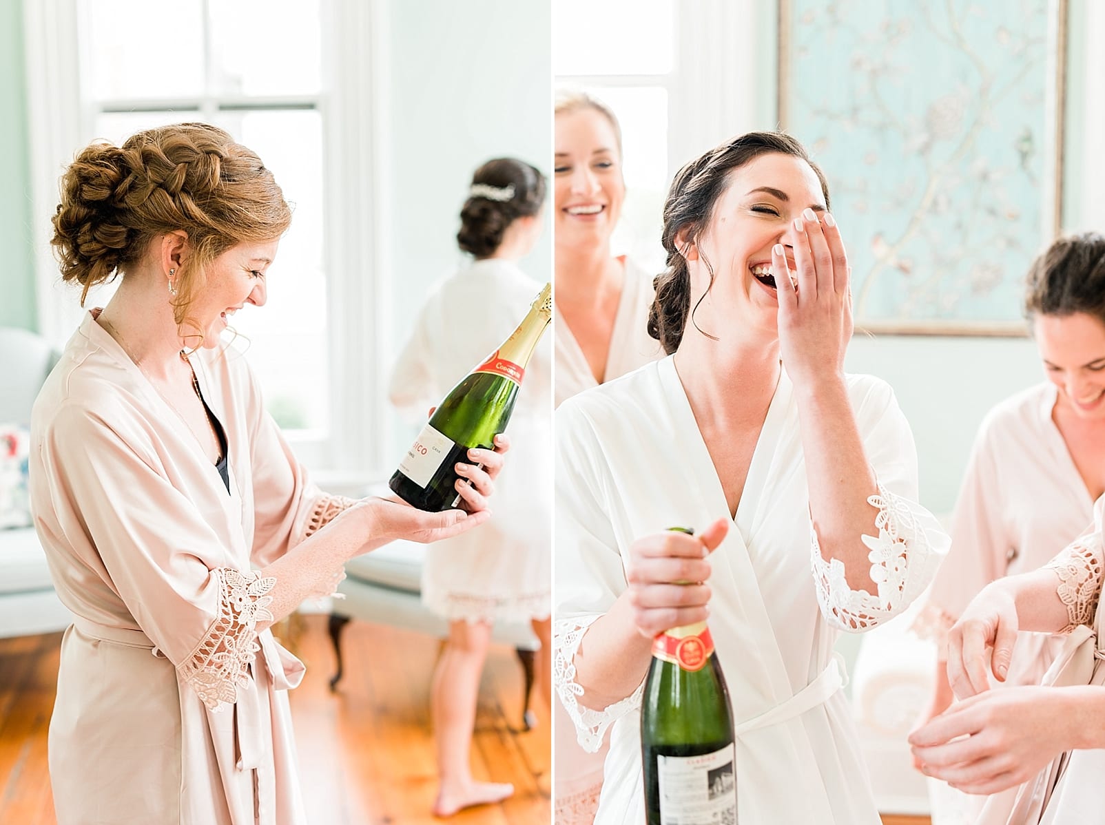 merrimon wynne wedding photographer raleigh wedding photographer champagne with bridesmaids photo