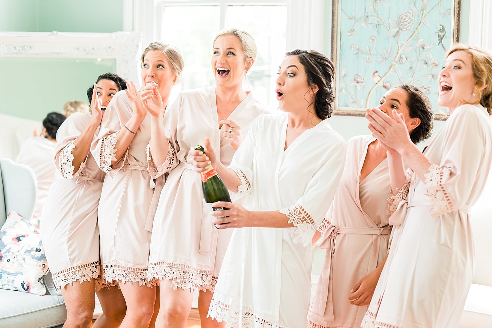 raleigh wedding photographer bridesmaid robe inspiration blush wedding inspiration photo