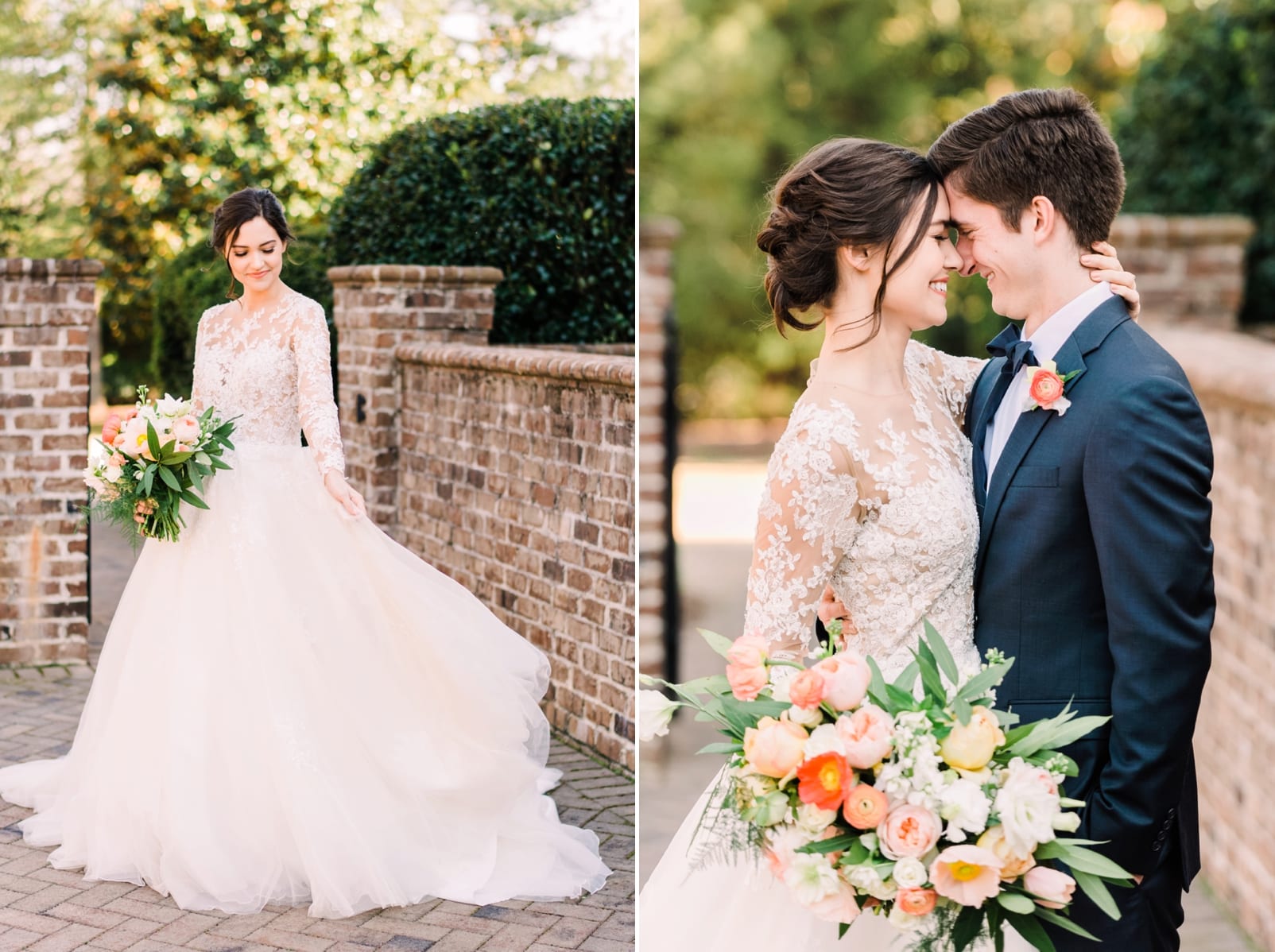 teighla norris hair and makeup on bride with cascading bridal bouquet photo