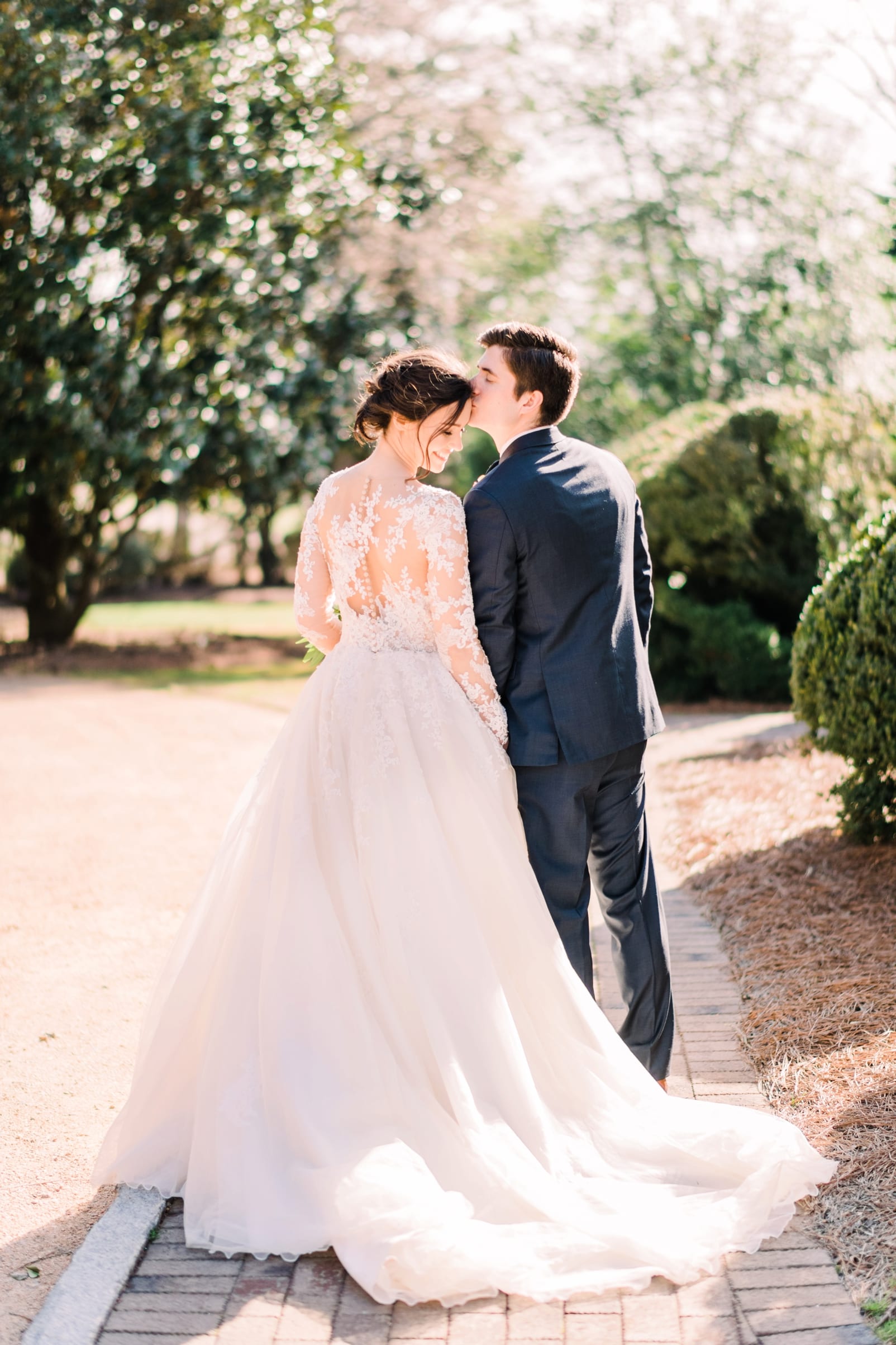 raleigh nc bride and grown on path photo
