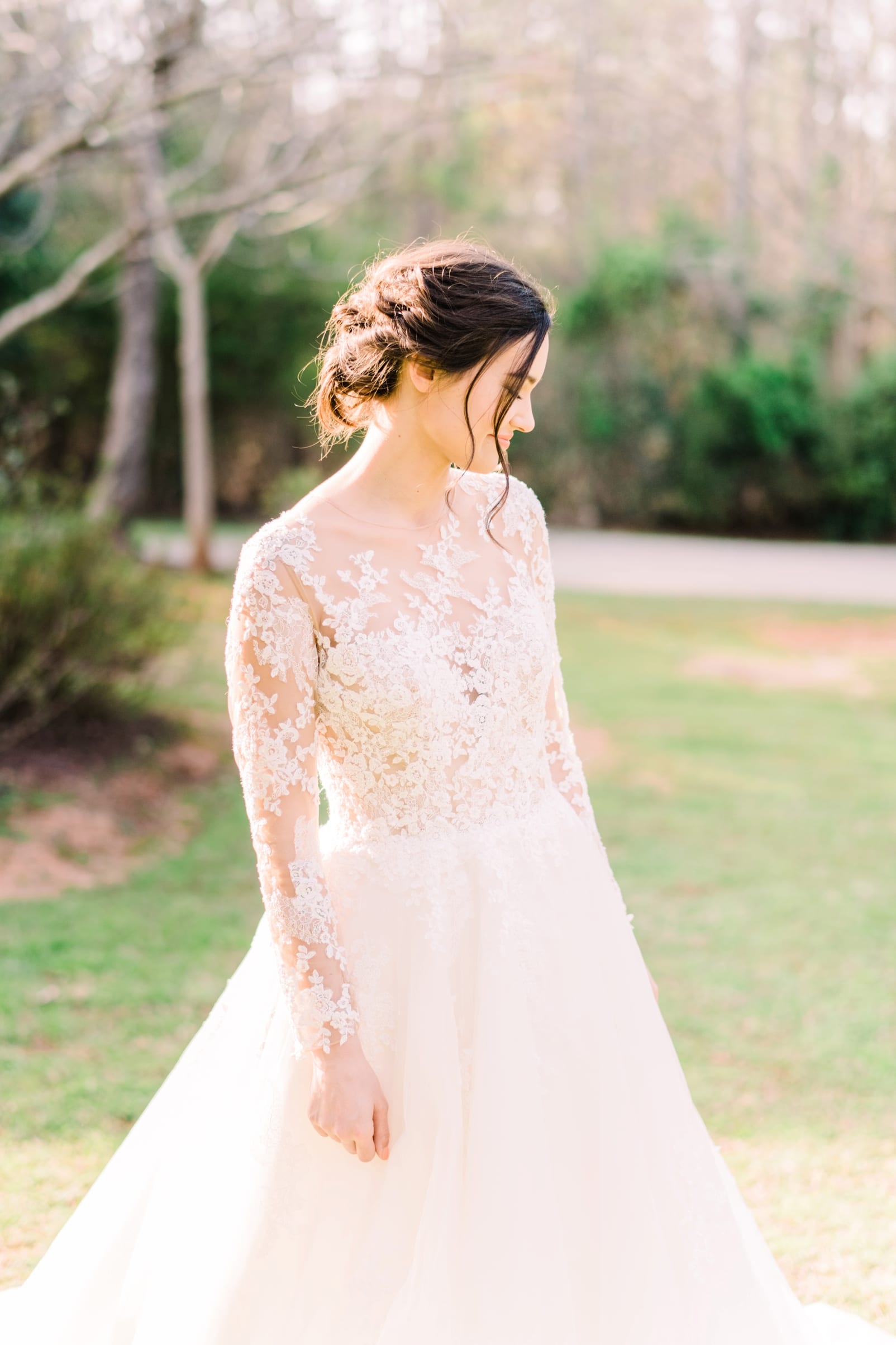 tre bella wedding gown by Pronovias with long lace sleeves photo