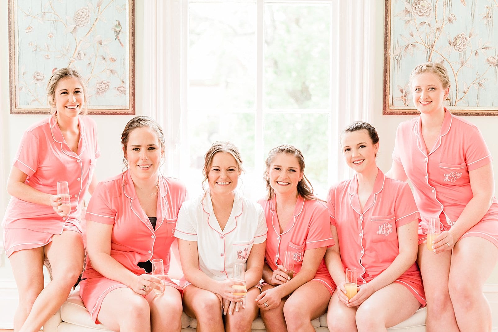 merrrimon wynne bride with bridesmaids in pajamas photo